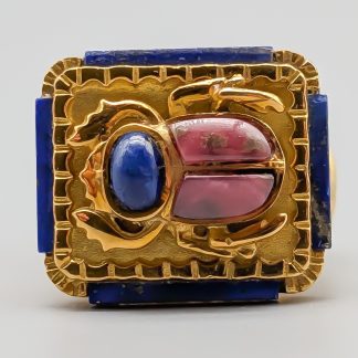 Ring i Guld med Skarabé och Stenar 18K 20.77g 18.5mm