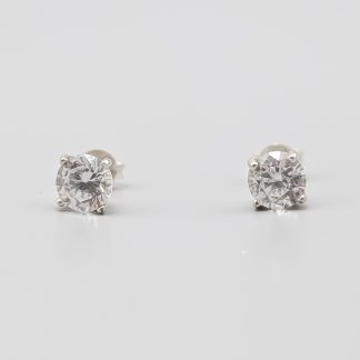 Örhängen i Silver med Vita Stenar S925 1.37g 6mm