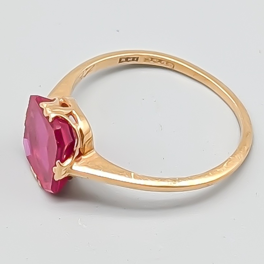 Ring i Guld med Röd Sten 18K 2.75g 18mm - Bild 3