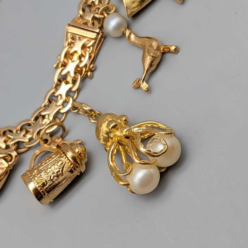 19cm X-Länk i Guld med Berlocker 18K 63.67g - Bild 7