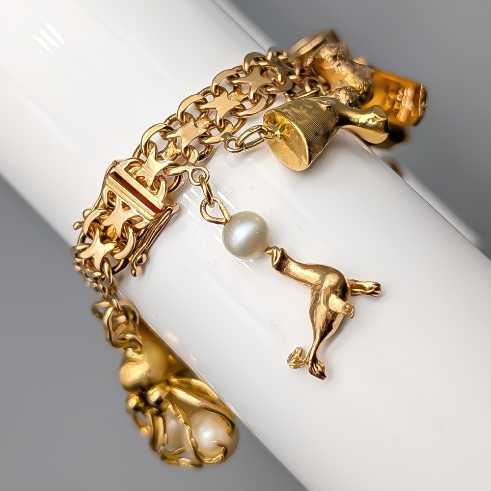19cm X-Länk i Guld med Berlocker 18K 63.67g - Bild 4