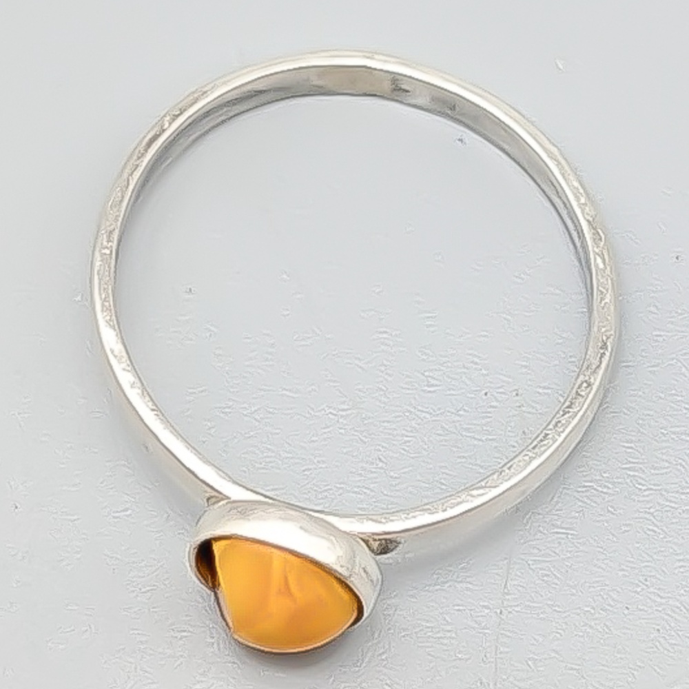 Ring i Silver med Orange Sten S925 1.32g 17mm - Bild 2