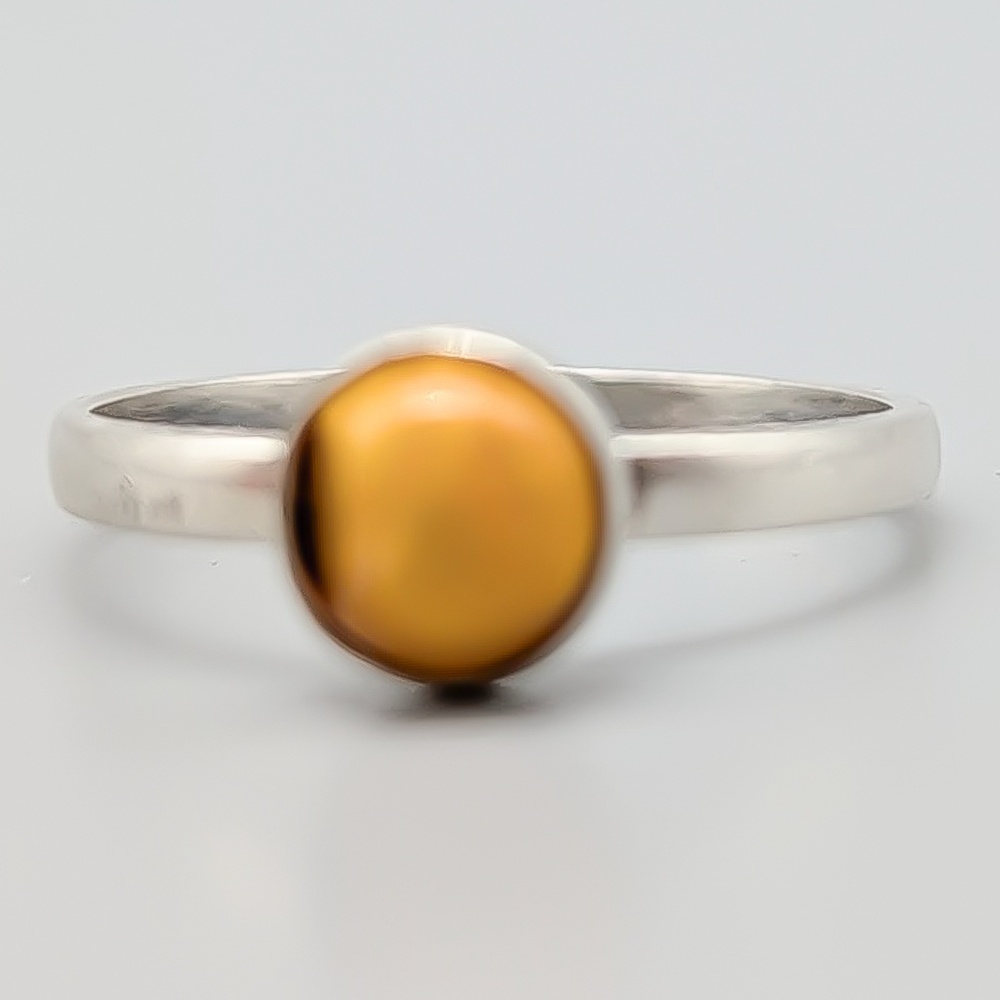 Ring i Silver med Orange Sten S925 1.32g 17mm