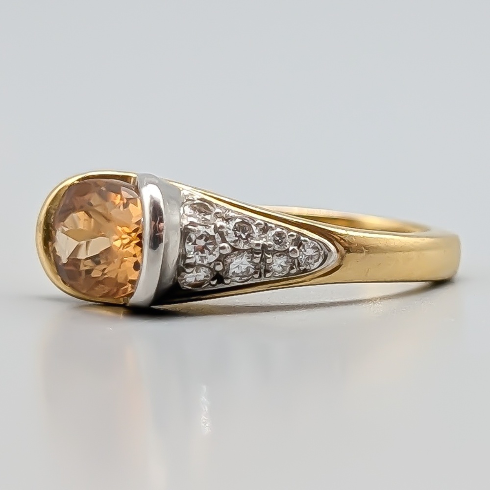Richard Krementz Diamantring i Guld med Orange Topas 18K 9.06g 18.25mm - Bild 2