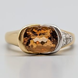 Richard Krementz Diamantring i Guld med Orange Topas 18K 9.06g 18.25mm