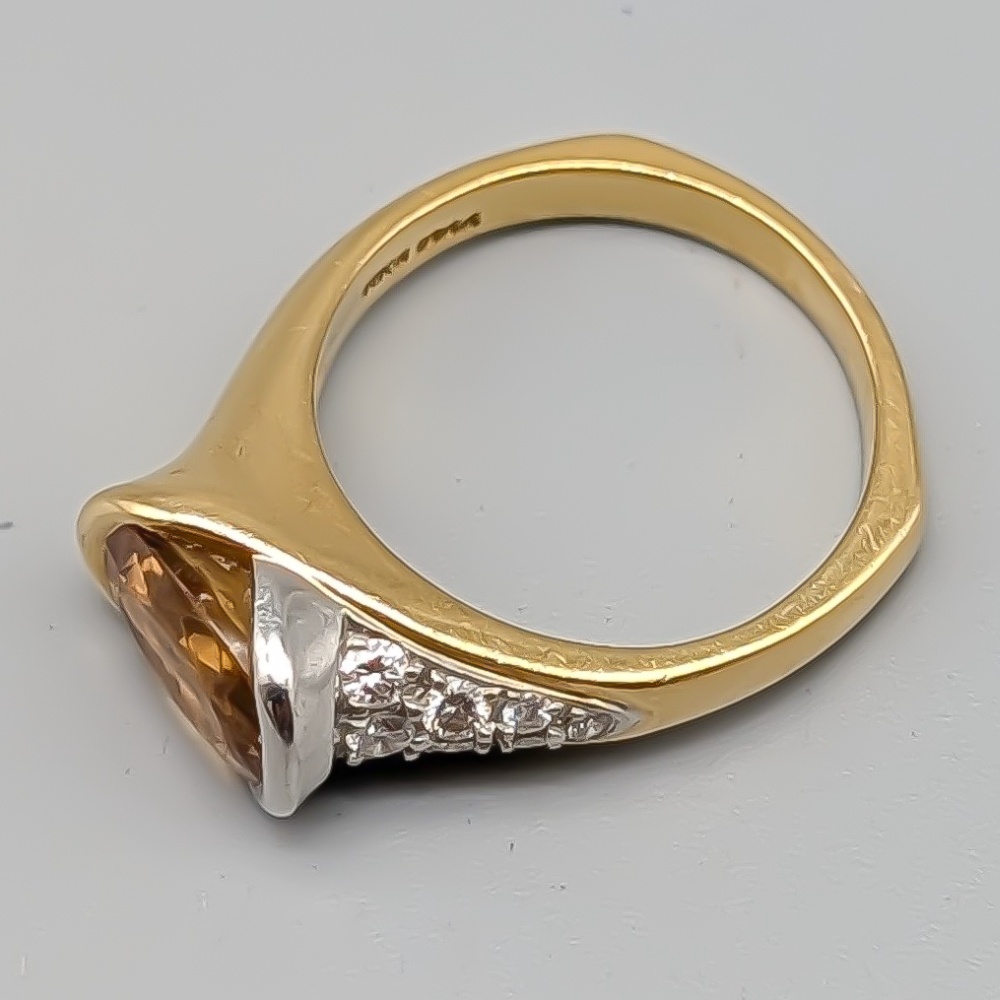 Richard Krementz Diamantring i Guld med Orange Topas 18K 9.06g 18.25mm - Bild 3