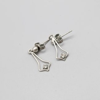 Örhängen i Silver med Vita Stenar S925 0.88g 21mm