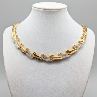 42cm Halsband i Flerfärgat Guld med Vita Stenar 18K 61.71g