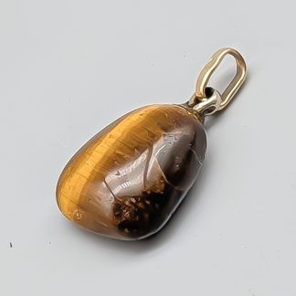 Hänge i Guld och Silver med Tigeröga 18K 1.56g 17mm