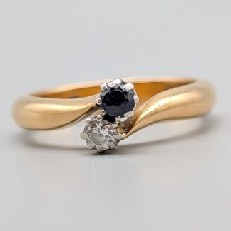 Diamantring i Guld med Safir 18K 6.95g 18.5mm