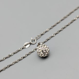 41cm Singaporelänk i Silver med Hänge med Strass S925 2.27g