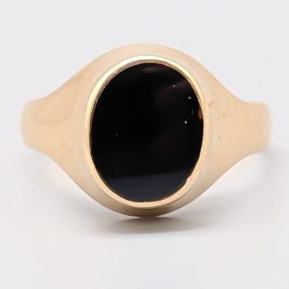 Klackring i Guld med Svart Sten 18K 4.88g 20mm