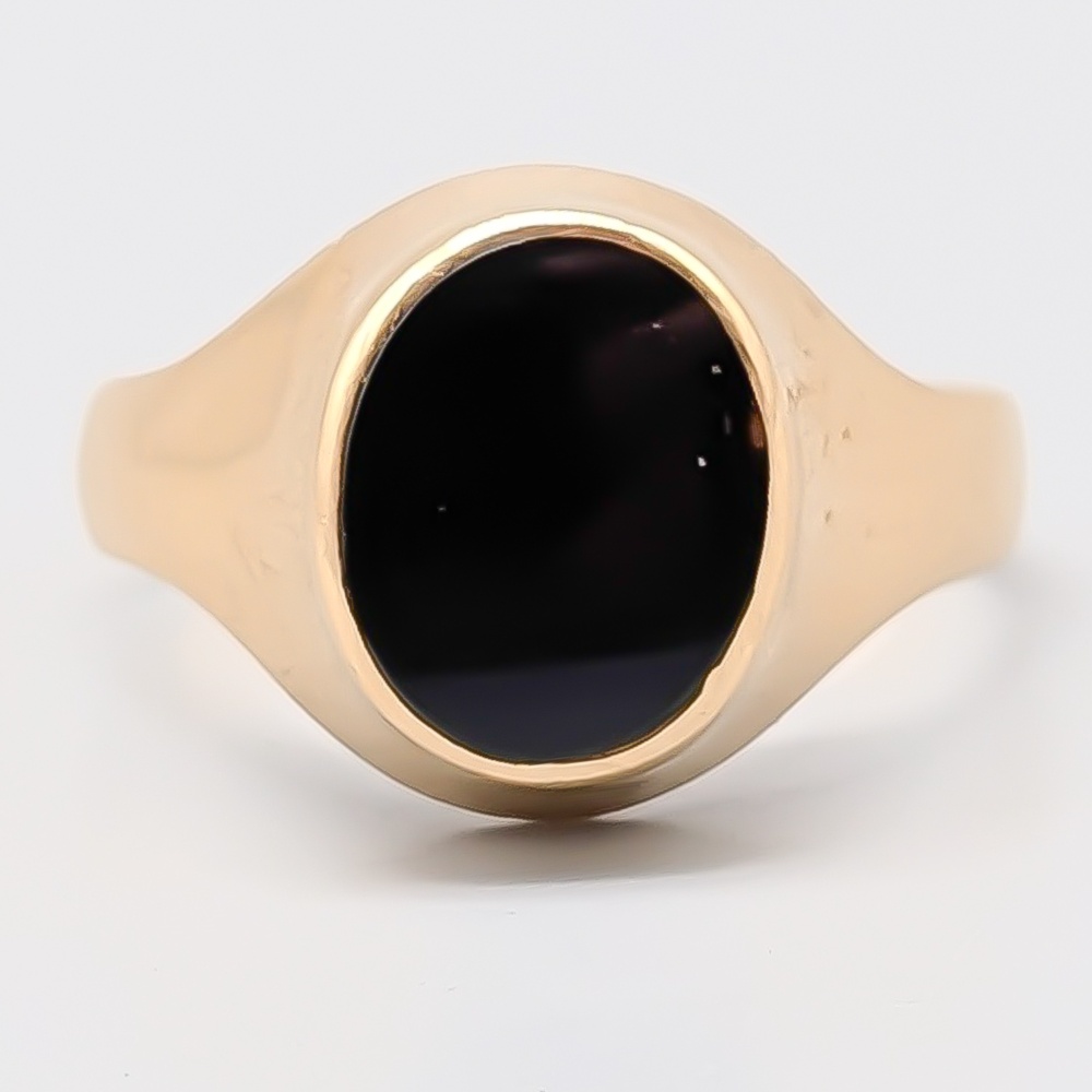 Klackring i Guld med Svart Sten 18K 4.88g 20mm