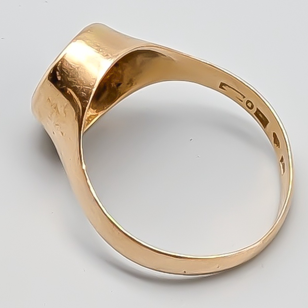 Klackring i Guld med Svart Sten 18K 4.88g 20mm - Bild 3
