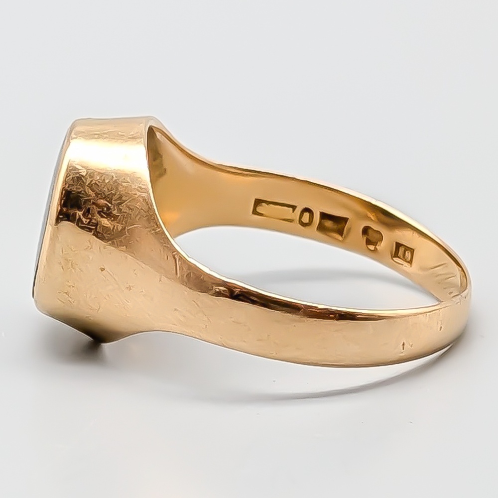 Klackring i Guld med Svart Sten 18K 4.88g 20mm - Bild 2