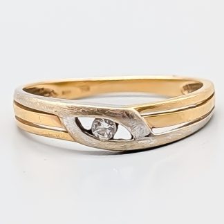Ring i Flerfärgat Guld med Vit Sten 18K 2.78g 19mm