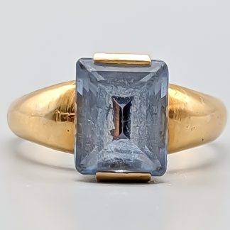 Ring i Guld med Blå Sten 18K 3.3g 17.25mm