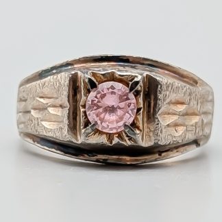 Ring i Silver med Rosa Sten S830 4.07g 16.75mm