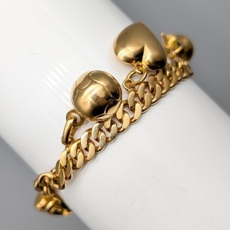 18.5cm Pansarlänk i Guld med Berlocker 18K 24.28g