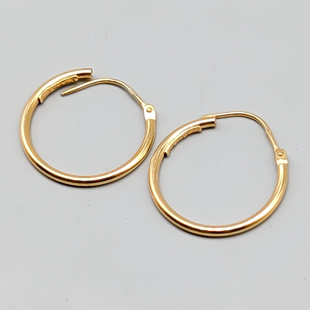 Creoler i Guld 18K 1.29g 22mm - Bild 2