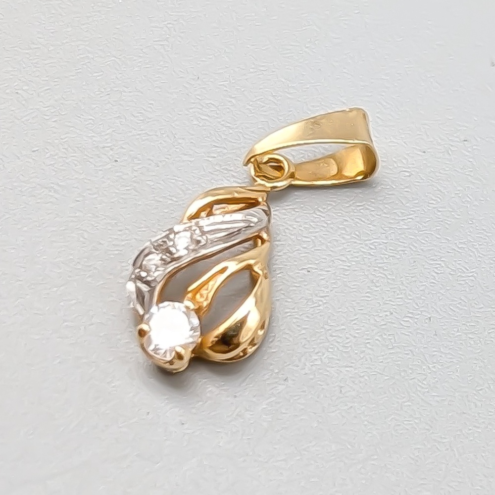 Hänge i Flerfärgat Guld med Vita Stenar 18K 0.65g 13mm - Bild 2