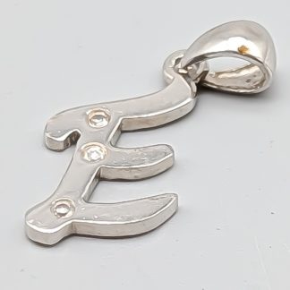 Hänge i Silver Bokstaven E med Vita Stenar S925 1.01g 18mm