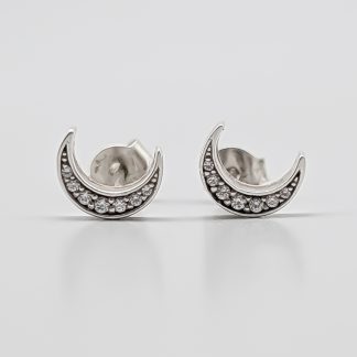 Örhängen i Silver Månar med Vita Stenar S925 1.06g 8mm