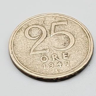1 st 25 öre Sverige 1947 S400 2.32g 22mm