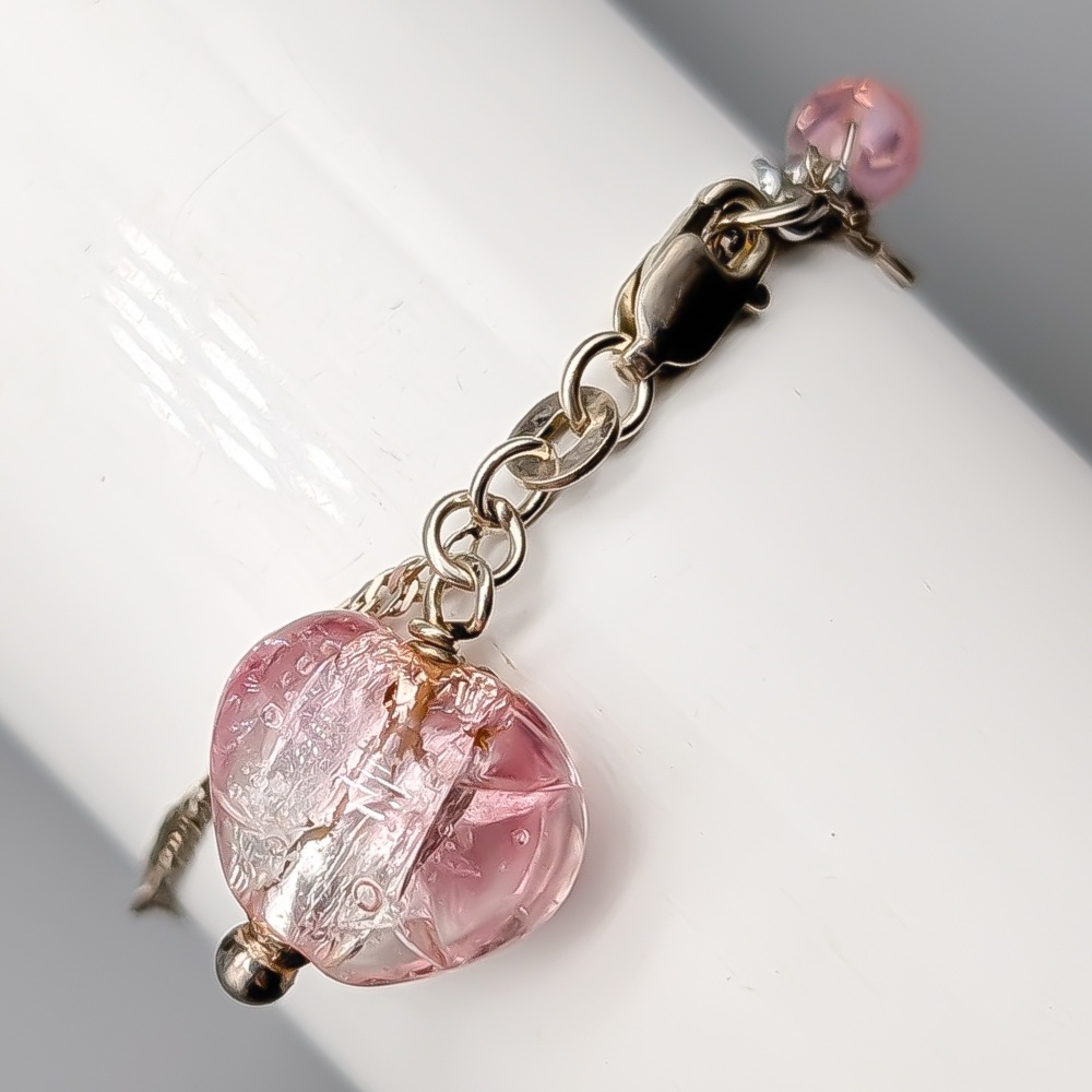 Singaporelänk i Silver med Rosa Stenar S925 18g