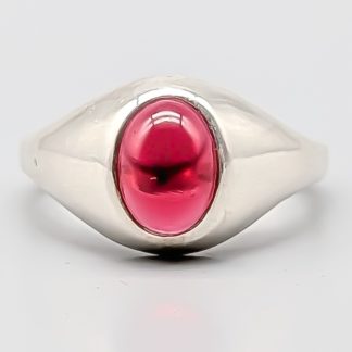 Ring i Silver med Röd Sten S830 2.33g 15.75mm