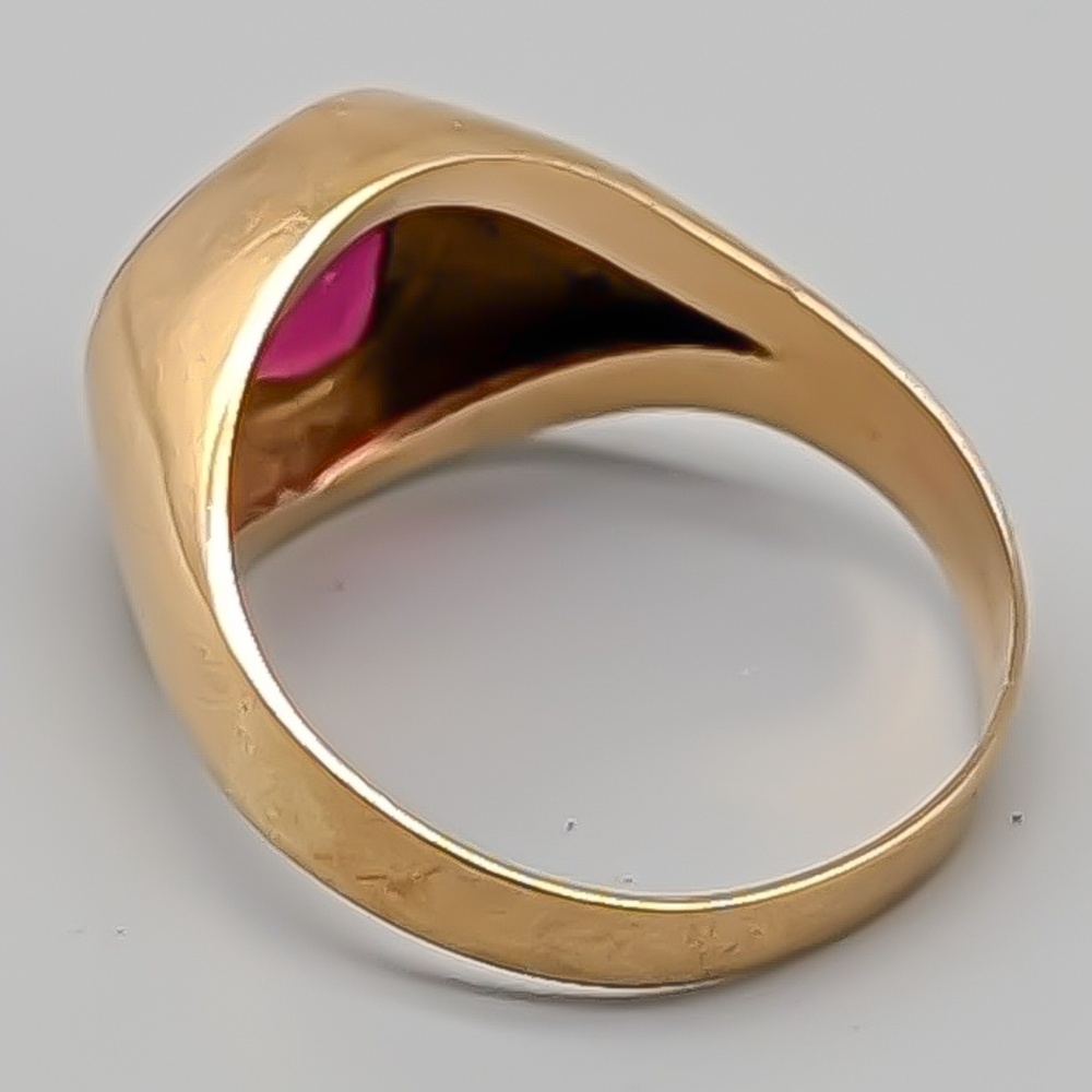 Ring i Guld med Röd Sten 18K 3.07g 17.25mm - Bild 3
