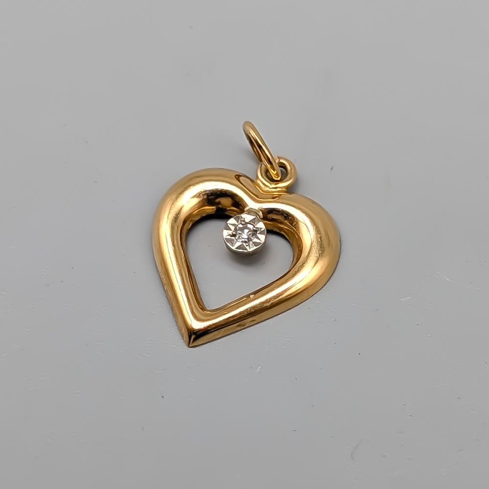 Diamanthänge i Guld Hjärta 18K 0.88g 17mm - Bild 2