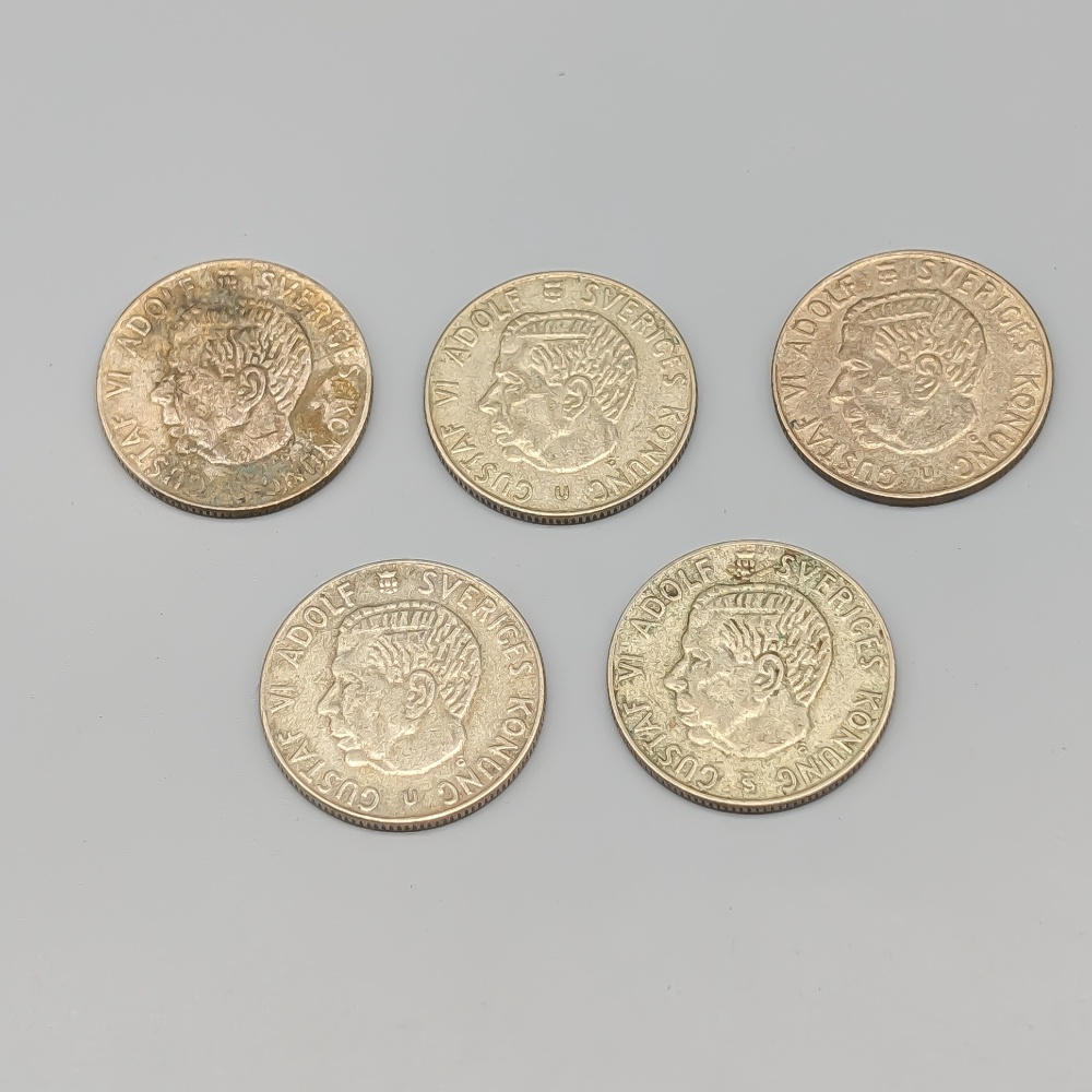 5 st 1 kr Sverige 1952 - 1968 S400 35g 25mm - Bild 2
