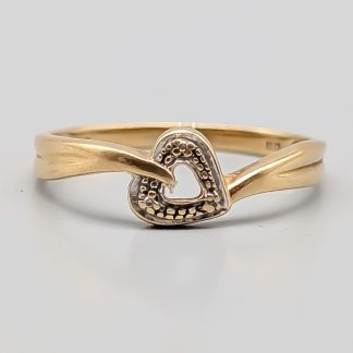 Diamantring i Guld Hjärta 18K 2.8g 19.75mm