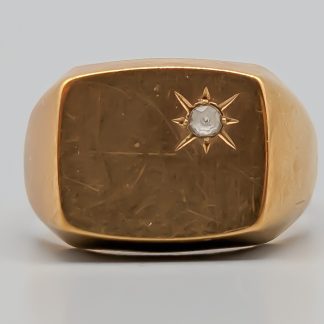 Klackring i Guld med Vit Sten 18K 3.19g 17mm