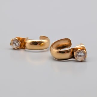 Örhängen i Guld med Vita Stenar 18K 1.05g 15mm