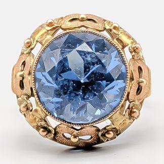 Ring i Guld med Blå Sten 14K 6.3g 19.5mm