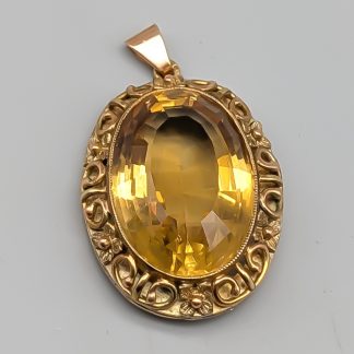 Hänge i Guld med Gul Sten 14K 8.82g 30mm