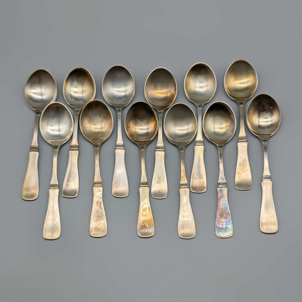 12 st Teskedar i Silver "Uppsala" S830 159.25g 112mm