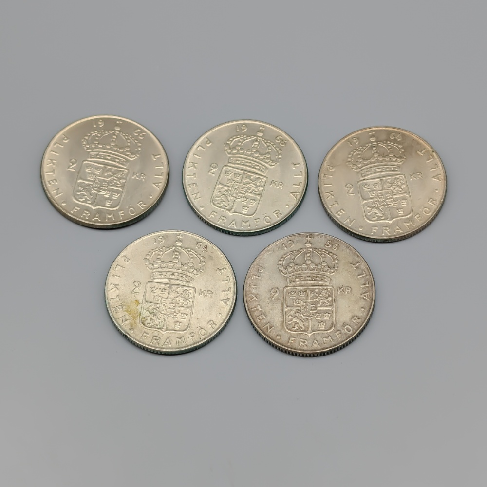 5 st 2 kr Sverige 1952 - 1966 S400 70.27g 31mm