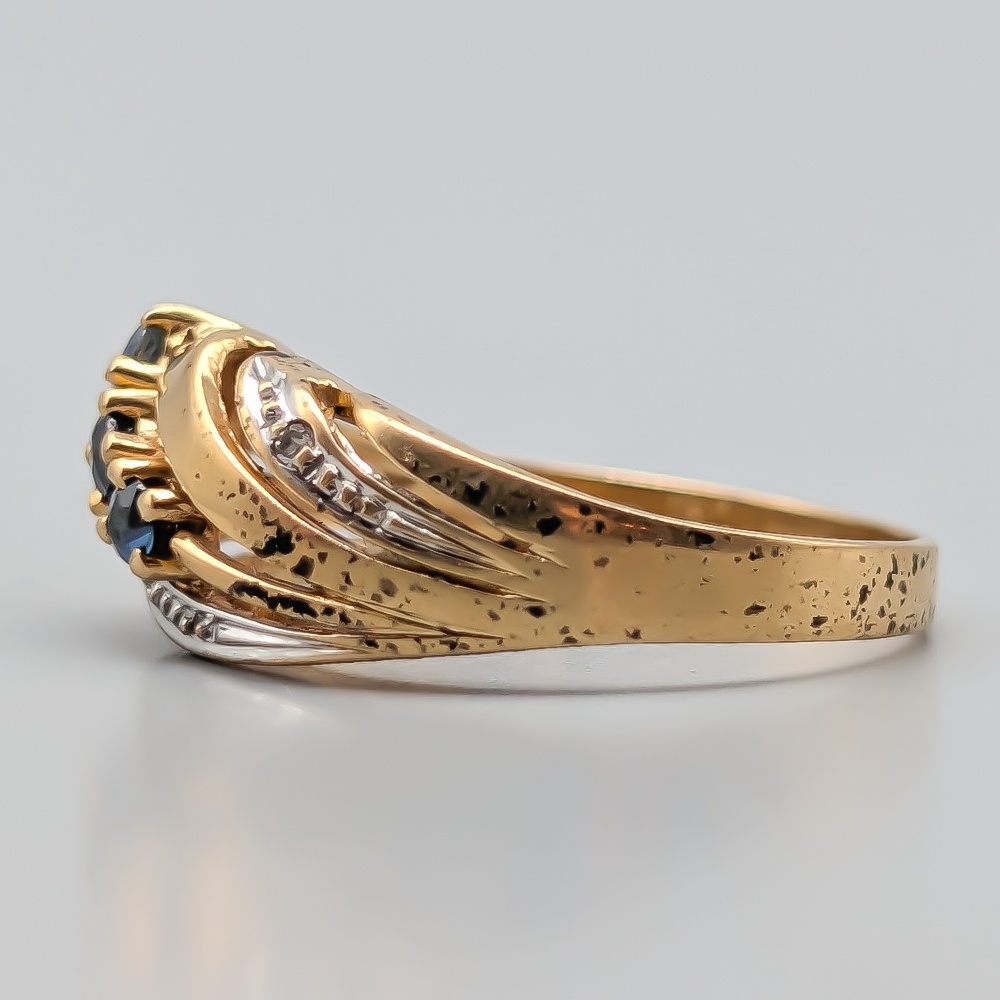 Diamantring i Guld med Safirer 18K 2.94g 16.5mm - Bild 2