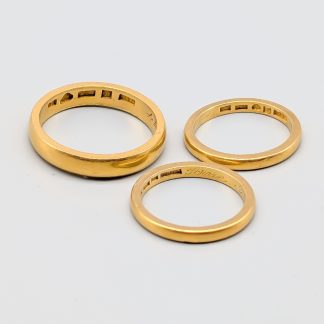 3 st Släta Ringar i Guld 23K 16.65g 0mm