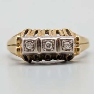 Diamantring i Flerfärgat Guld 14K 3.18g 17.5mm