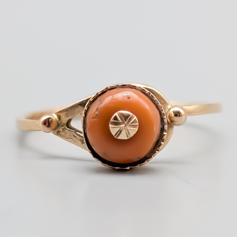 Ring i Guld med Orange Sten 14K 1.52g 17.25mm