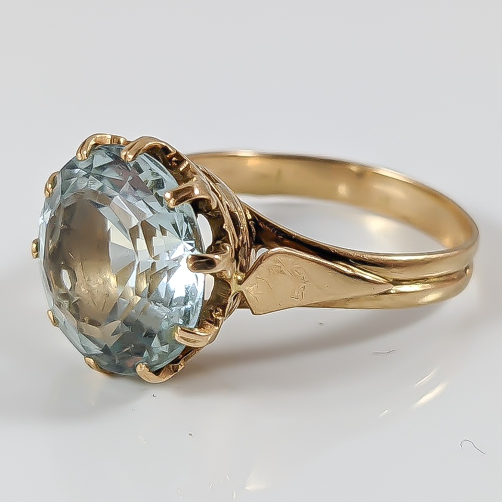 Guldring med blå sten 18K 4.52g 17.5mm - Bild 2