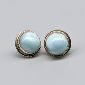 Guldörhängen med larimar 14K 3.18g 12mm