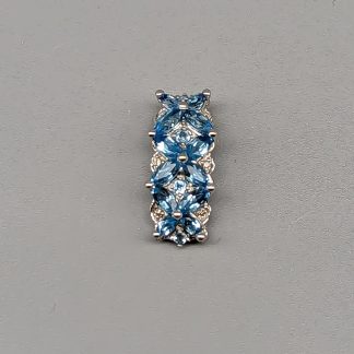 Guldhänge med diamanter och akvamariner 14K 2.93g 22mm