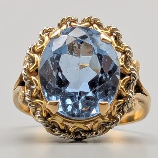 Cocktailring i Flerfärgat Guld med Blå Sten 18K 8.87g 20mm