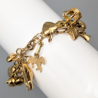 16.5cm Bismarcklänk i Guld med Berlocker 18K 22.9g