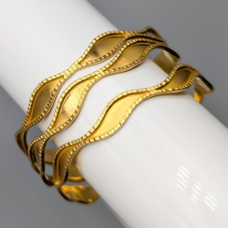 18cm 3 st Stela Vågiga Armband i Guld 21K 31.41g
